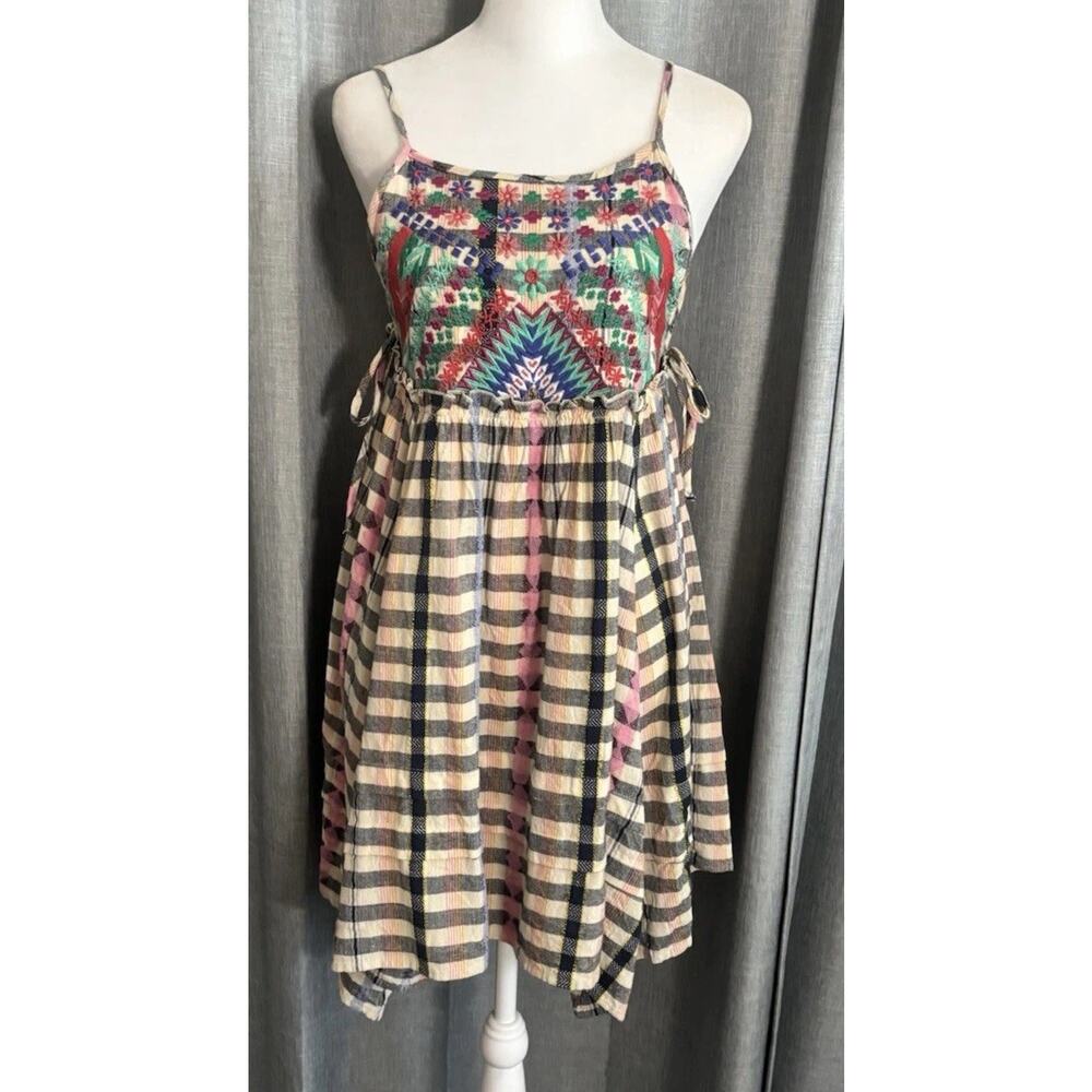 UO Embroidered Apron Mini Dress Urban Outfitters Sleeveless Boho Size Small